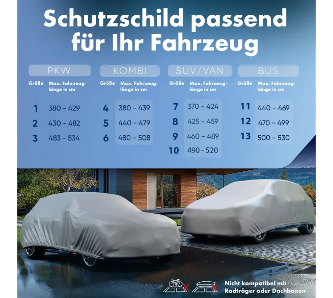 WALSER All Weather Basic Autoabdeckung als Wetterschutz für Fahrzeuge im Außenbereich
