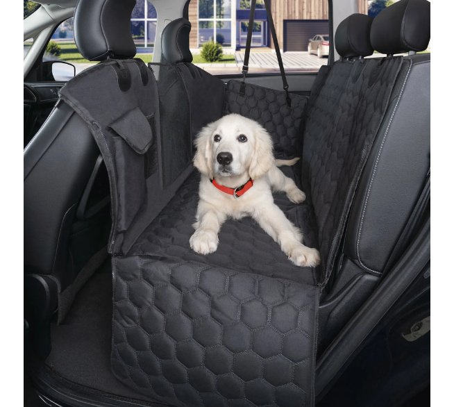 WALSER Auto Hundedecke Rücksitz Rocky, wasserdichte und kratzfeste Autoschondecke Hund, schwarz