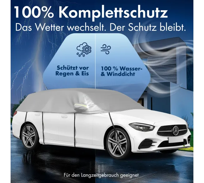 WALSER All Weather Basic Halbgarage als Wetterschutz für Scheiben und Fahrzeugdach