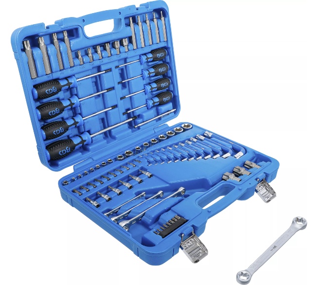 BGS TECHNIC Werkzeugsortiment | 1/4" + 1/2" | E-& T-Profil (für Torx) | 84-tlg.