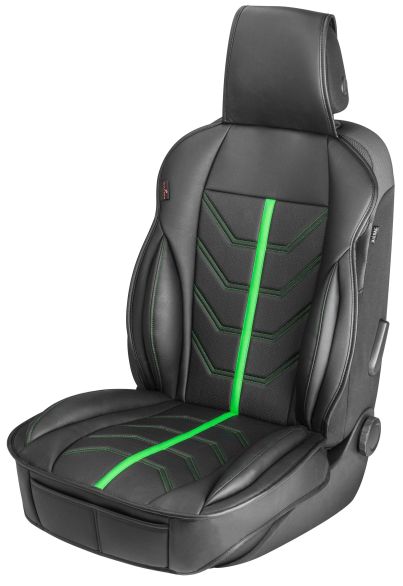 WALSER PKW Sitzauflage Kimi, Auto-Sitzaufleger im Rennsportdesign schwarz/grün, 1 Stück