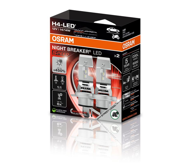 OSRAM NIGHT BREAKER LED SPEED H4 450, 12 V, 2er-Set