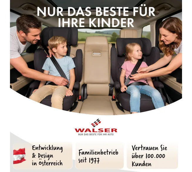 WALSER Kindersitzerhöhung Numa Safe für sicheres und bequemes Sitzen im Auto