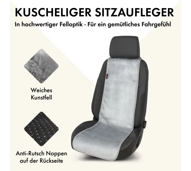 WALSER Sitzkissen Teddy als weiche Sitzauflage für mehr Komfort im Auto