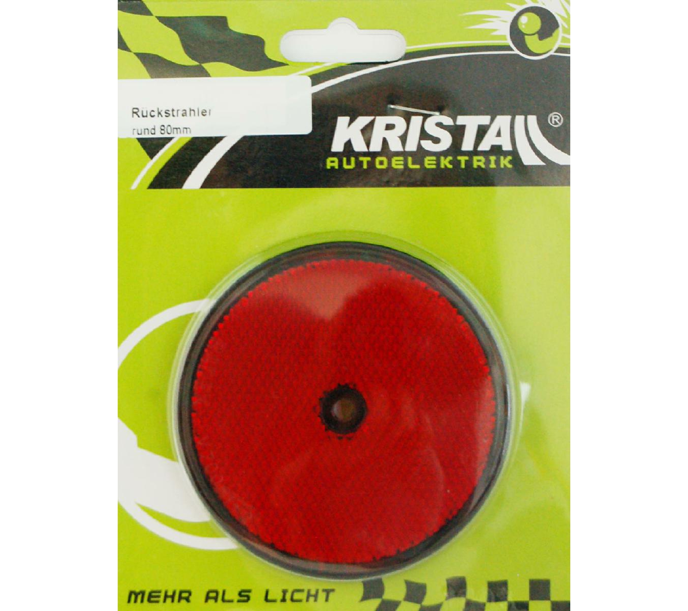 KRISTALL Rückstrahler rot 80 mm