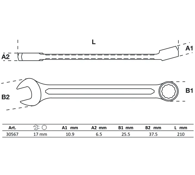 BGS TECHNIC Maul-Ringschlüssel 17mm 15°