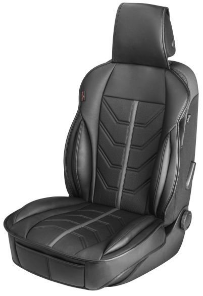 WALSER PKW Sitzauflage Kimi, Auto-Sitzaufleger im Rennsportdesign schwarz/grau, 1 Stück