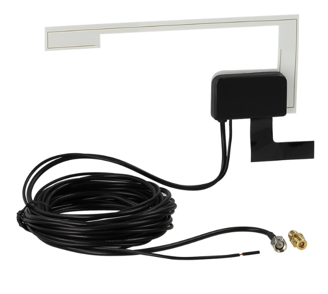 ACV PRO DAB+ Glasklebeantenne mit Anschlusskabel, SMA-Stecker, SMB-Buchse und selbstklebendem Massekontakt