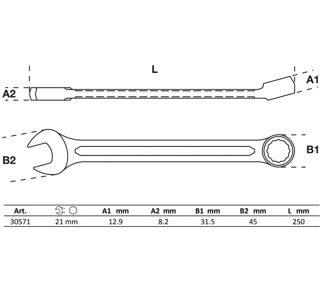 BGS TECHNIC Maul-Ringschlüssel 21mm 15°