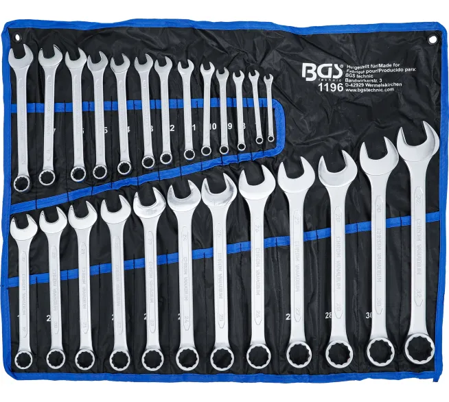 BGS technic Maul-Ringschlüssel-Satz in der Produktansicht, als übersichtliches Werkzeugset für Werkstatt, Garage und Montage.
