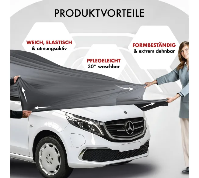 WALSER Indoor Stretch Basic Autoabdeckung als Staubschutz für Fahrzeuge in der Garage