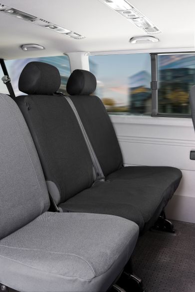 WALSER Passform Sitzbezug aus Stoff kompatibel mit VW T5, Doppelbank hinten