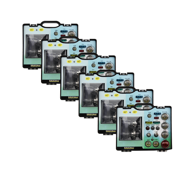 KRISTALL 6 x Lampenbox H7 19-teilig