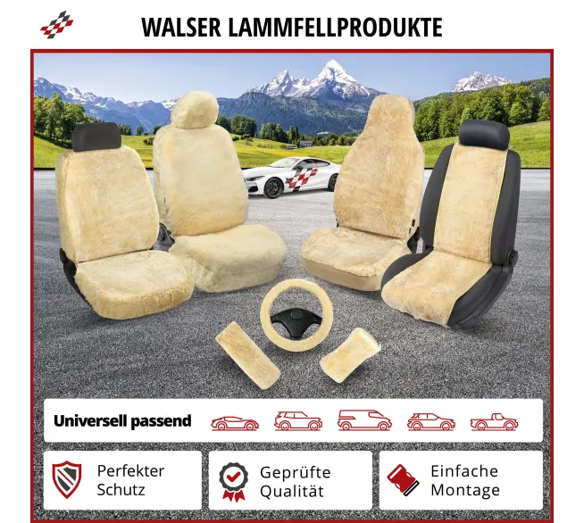 WALSER Autositzbezug Maya aus Lammfell für warmen Sitzkomfort im Auto