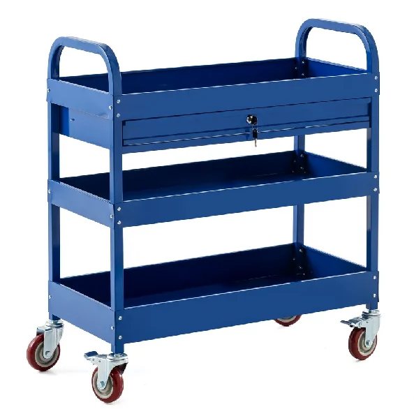 PRESTIGE Werkzeugrollwagen 3 Ablagen verschließbare Schublade 80x41x78cm blau