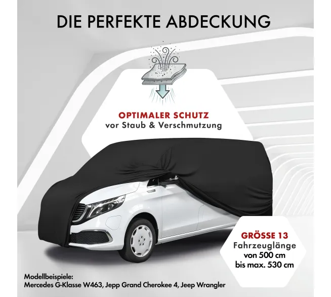 WALSER Indoor Stretch Basic Autoabdeckung als Staubschutz für Fahrzeuge in der Garage