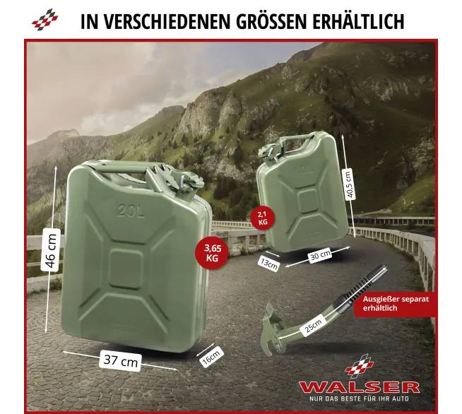 CARCOMFORT Kraftstoffkanister aus Metall mit 10 Liter Fassungsvermögen