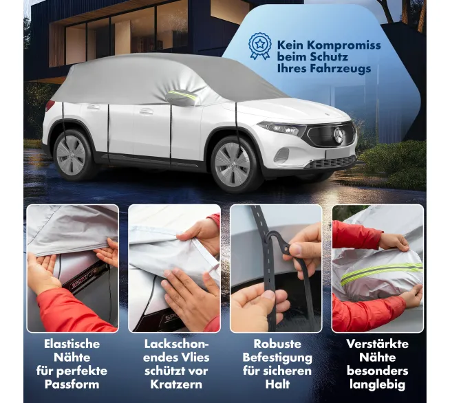 WALSER All Weather Basic Halbgarage als Wetterschutz für Scheiben und Fahrzeugdach