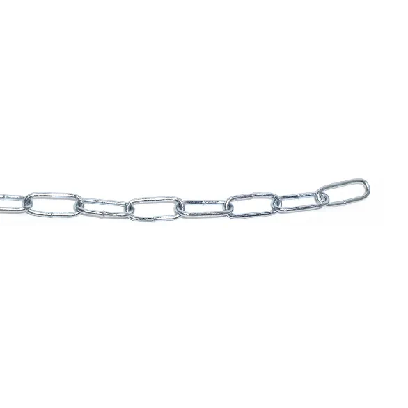 Kurzes Stück grober verzinkter Metallkette mit großen länglichen Gliedern.
