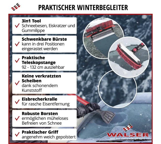 CARCOMFORT Schneebesen mit Eiskratzer zum Entfernen von Schnee und Eis am Auto