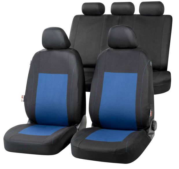 WALSER Autositzbezug Sandray, PKW-Schonbezüge Komplettset blau/schwarz