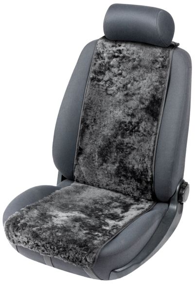 WALSER PKW Sitzauflage aus Lammfell Cosmo, Auto-Sitzaufleger, Lammfell-Sitzauflage schwarz, 1 Stück