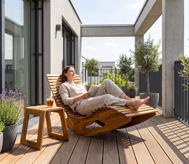 PRESTIGE Ergonomische Schwungliege Akazienholz