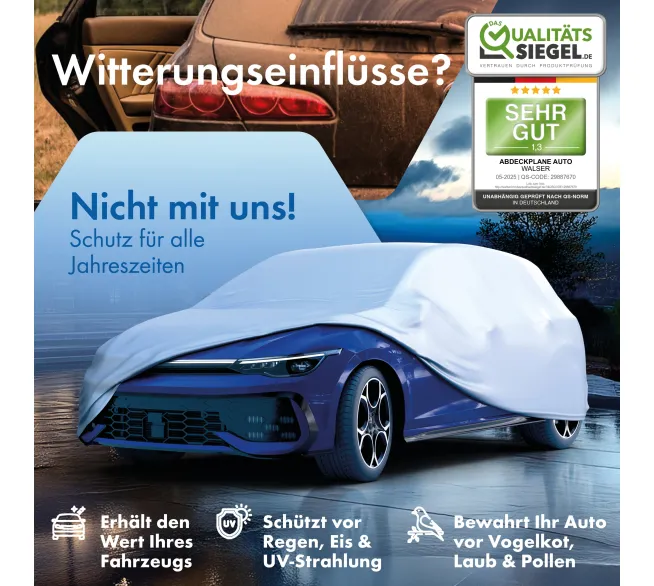 WALSER All Weather Basic Autoabdeckung als Wetterschutz für Fahrzeuge im Außenbereich