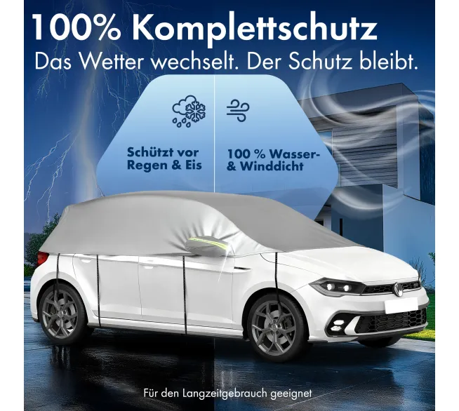 WALSER All Weather Basic Halbgarage als Wetterschutz für Scheiben und Fahrzeugdach