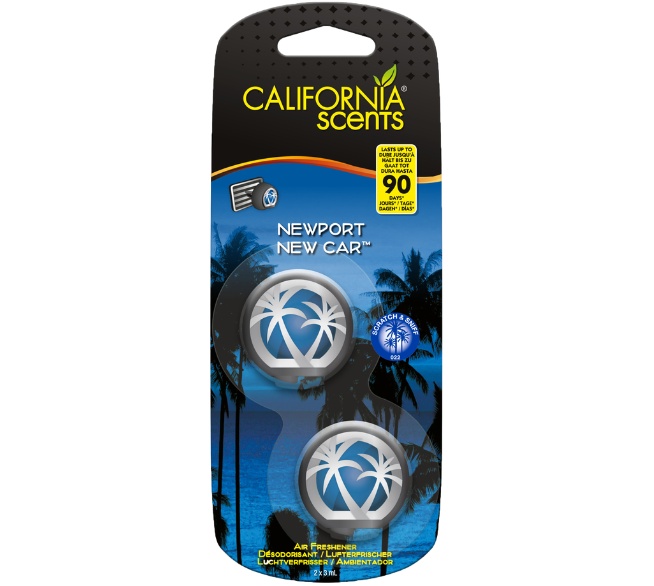 CALIFORNIA SCENTS Newport New Car Lufterfrischer Mini Diffuser, 2 Stück