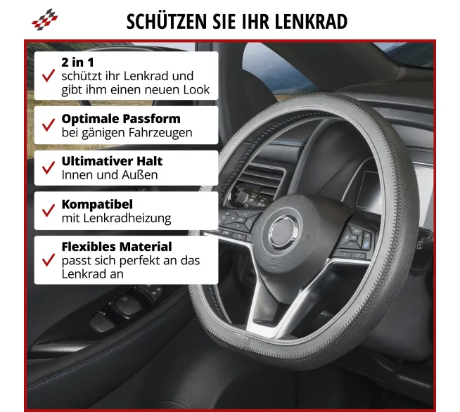 WALSER Lenkradhülle Soft Grip für besseren Halt und Komfort beim Fahren