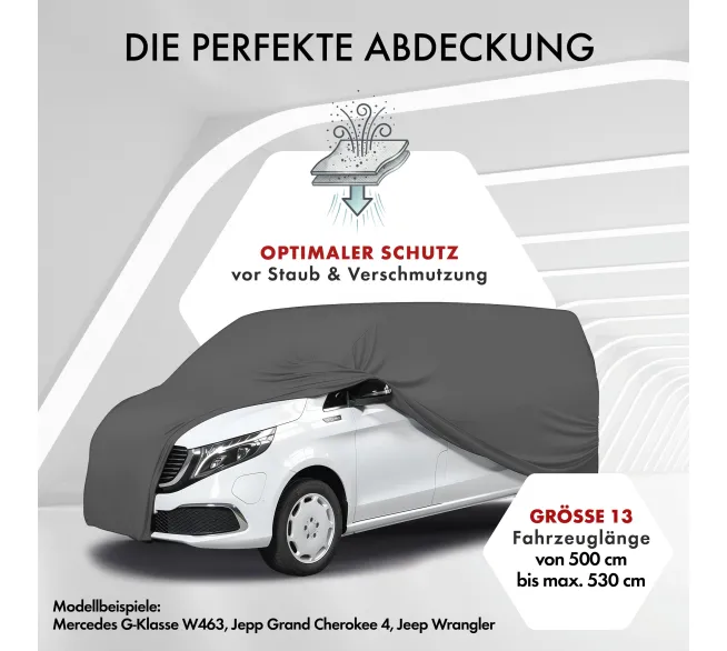 WALSER Indoor Stretch Basic Autoabdeckung als Staubschutz für Fahrzeuge in der Garage