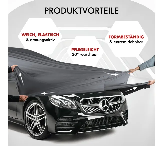 WALSER Indoor Stretch Basic Autoabdeckung als Staubschutz für Fahrzeuge in der Garage