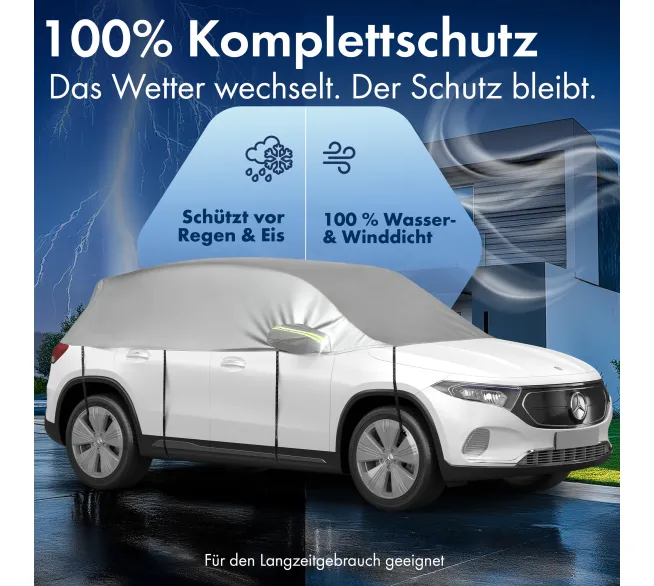 WALSER All Weather Basic Halbgarage als Wetterschutz für Scheiben und Fahrzeugdach