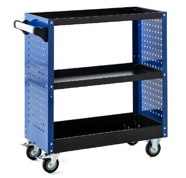 PRESTIGE Werkzeugrollwagen mit Seitenwänden 3 Ablagen 80x42x80cm blau