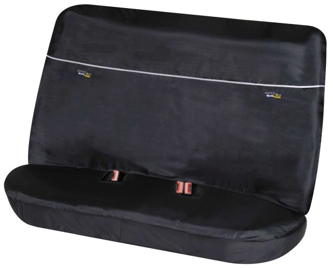 WALSER Auto-Sitzschoner Outdoor Sports, PKW-Schutzunterlage Rückbank, Werkstatt-Schonbezug mit Gurtführung schwarz, 1 Stück