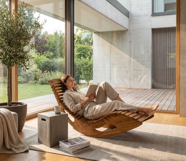 PRESTIGE Ergonomische Schwungliege Akazienholz