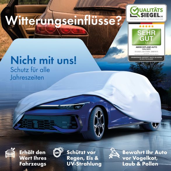 WALSER Abdeckplane Auto, Autoplane Vollgarage Kombi Größe M  silber