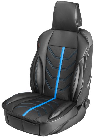 WALSER PKW Sitzauflage Kimi, Auto-Sitzaufleger im Rennsportdesign schwarz/blau, 1 Stück