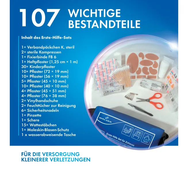 WALSER Erste-Hilfe-Set für Zuhause zur schnellen Versorgung im Notfall