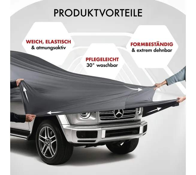 WALSER Indoor Stretch Basic Autoabdeckung als Staubschutz für Fahrzeuge in der Garage