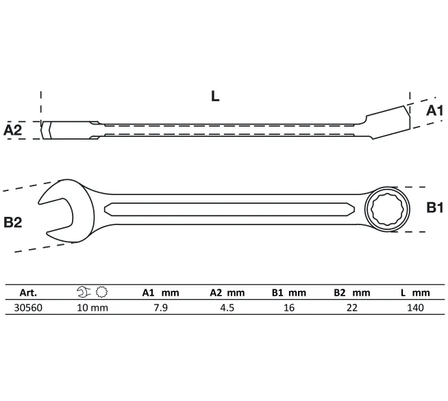 BGS TECHNIC Maul-Ringschlüssel 10mm 15°