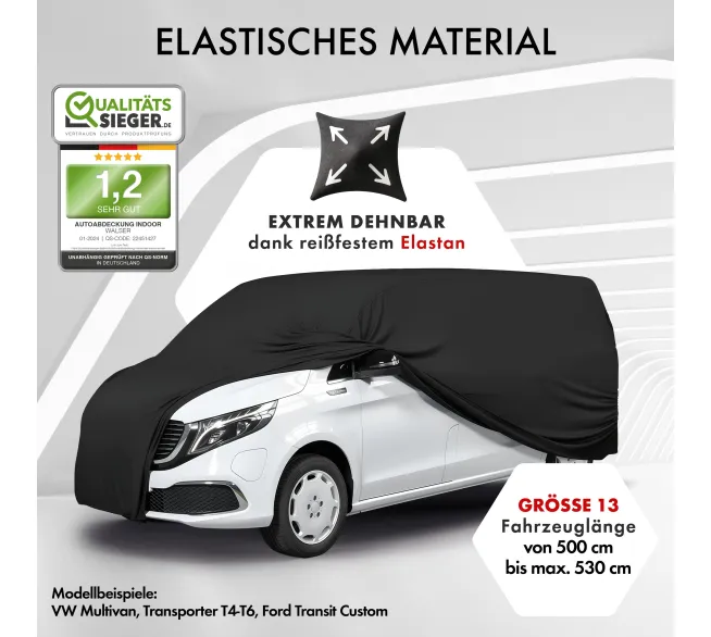 WALSER Indoor Stretch Plus Autoabdeckung als passgenauer Staubschutz in der Garage