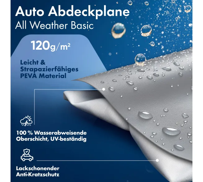 WALSER All Weather Basic Halbgarage als Wetterschutz für Scheiben und Fahrzeugdach