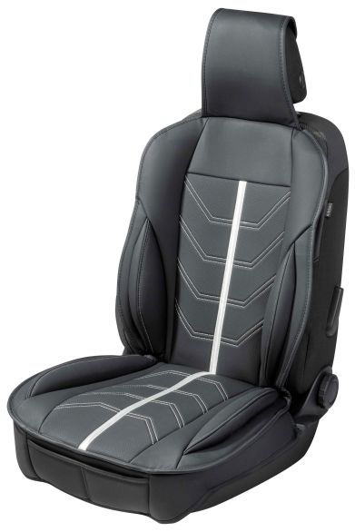 WALSER PKW Sitzauflage Kimi, Auto-Sitzaufleger im Rennsportdesign schwarz/silber, 1 Stück
