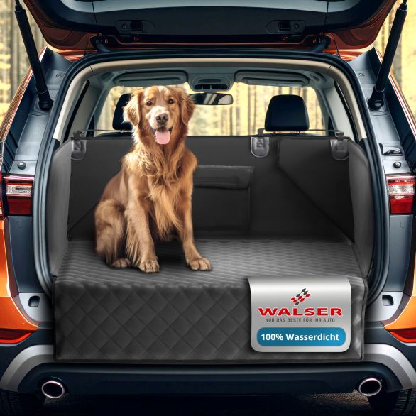 WALSER Kofferraumdecke Bello, Auto-Hundedecke, 3in1 mit Ladekantenschutz und Organizer schwarz