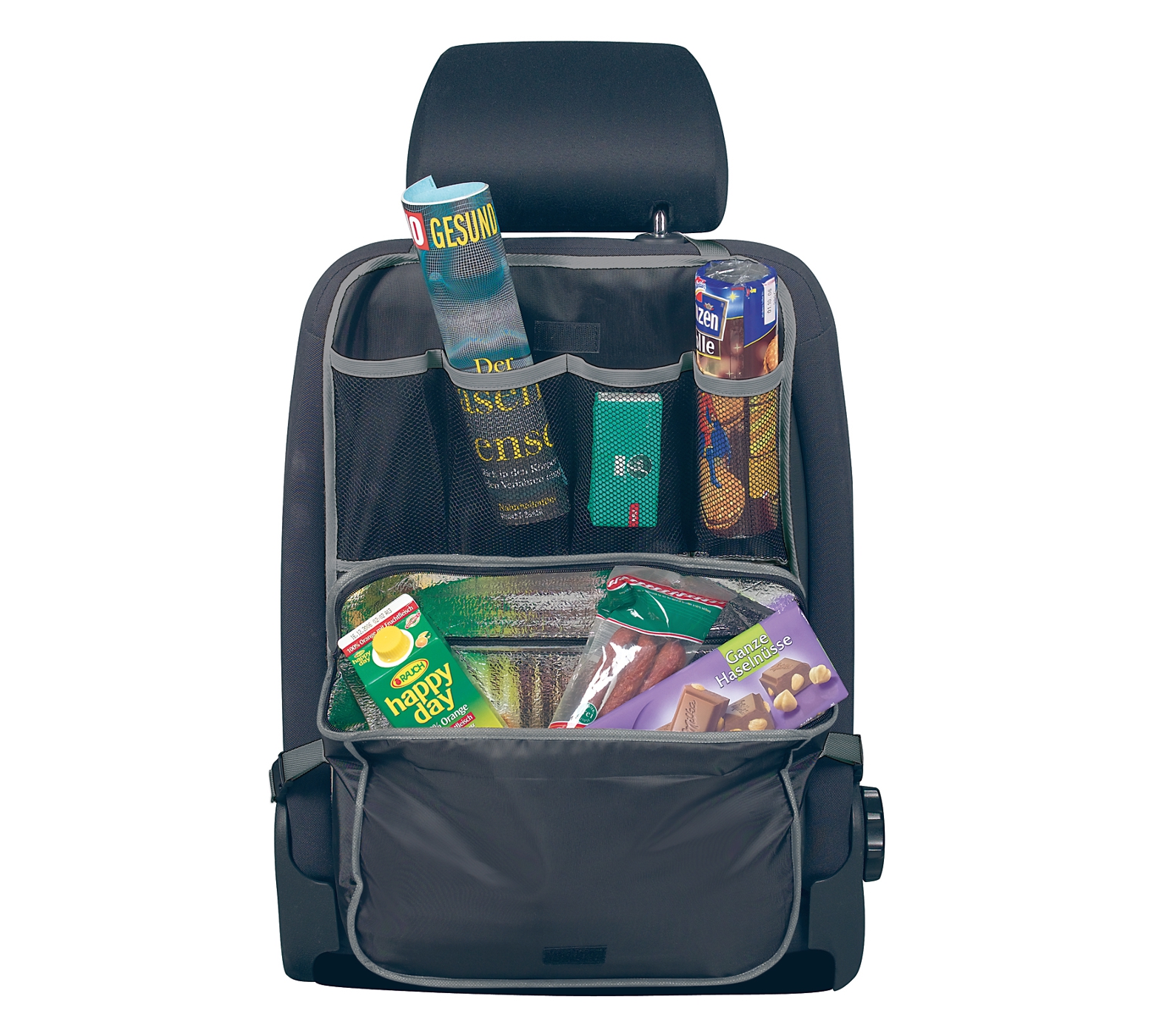walser-ordnungshilfe-mit-kuehltasche-schwarz-grau-12344963 WALSER Auto-Organizer Coolerbag, Rückenlehnentasche Coolerbag 40x59 cm anthrazit