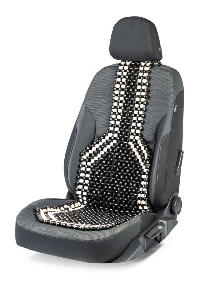 WALSER PKW Sitzauflage aus Holzperlen, Auto-Sitzaufleger aus Holz schwarz/weiß, 1 Stück