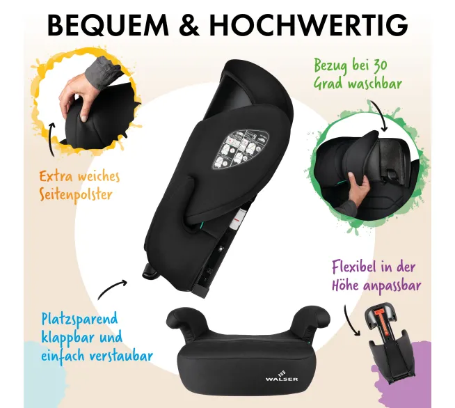 WALSER Kindersitzerhöhung Numa Safe für sicheres und bequemes Sitzen im Auto