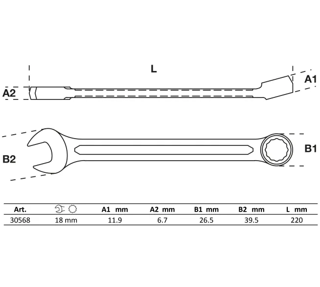 BGS TECHNIC Maul-Ringschlüssel 18mm 15°
